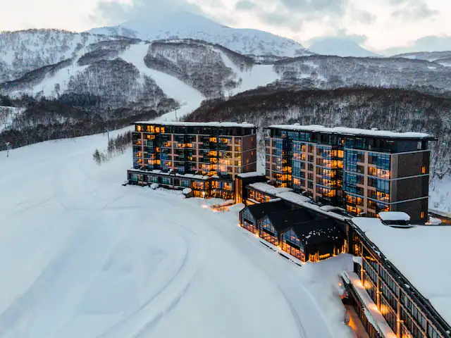Snow-covered hotel resort in Niseko