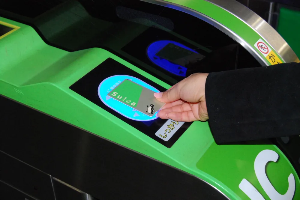 Suica card at ticket gate