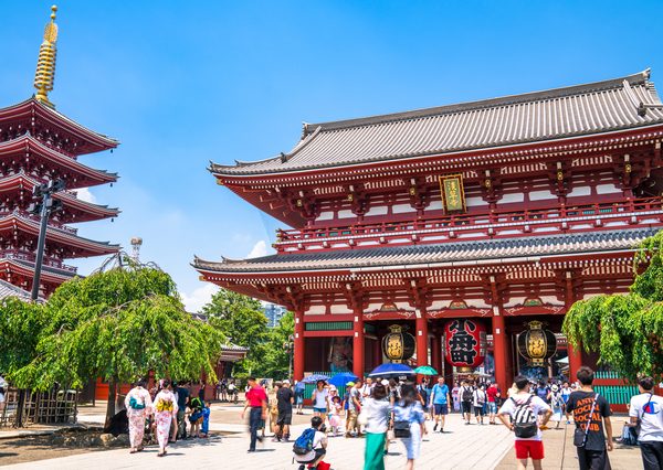 Travelers enjoying summer in Japan